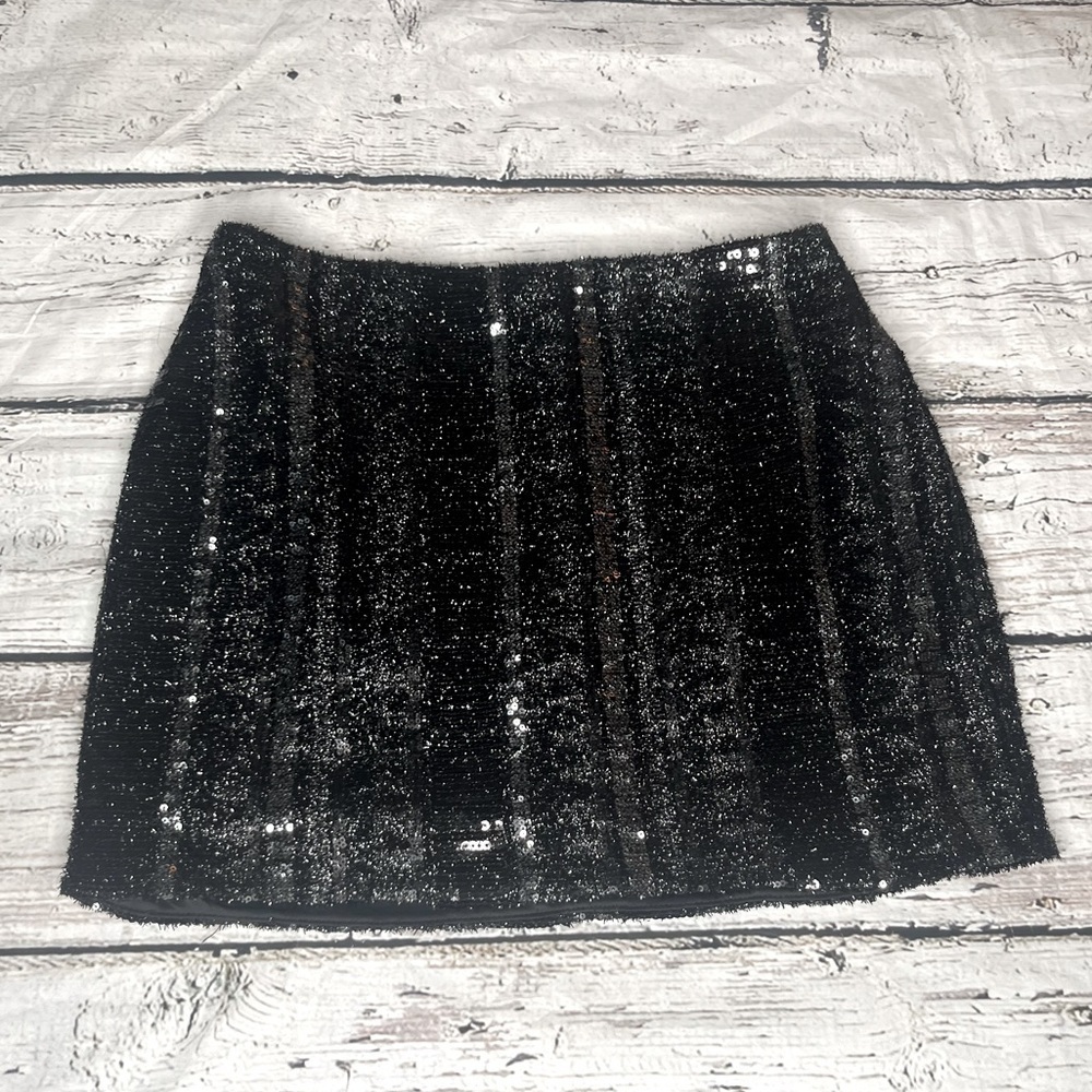 NWT Express  Black Sequin Mini Skirt Size 6